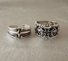 星＆クロス シルバー ヴィンテージ 指輪 リング２個セット 新品 十字架