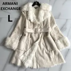 希少 美品 アルマーニ エクスチェンジ ムートン コート ロング ベルト ファー アルマーニエクスチェンジ ムートンコート ロング ベルト ファー
