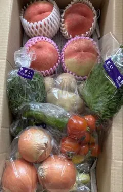 新鮮野菜と桃の詰め合わせセット　80サイズ　本日収穫　本日発送　あかつき　桃のサムネイル
