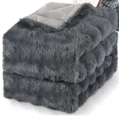 【新品】 敷き掛け兼用毛布 100×60cm ラビットファー 厚手 防寒 洗える