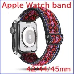 Apple Watch バンド エスニック柄 42/44/45mm ＰＫ/ＲＤ系