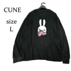 CUNE ロンT うさぎ 舌出しプリント ブラック L キューンのサムネイル
