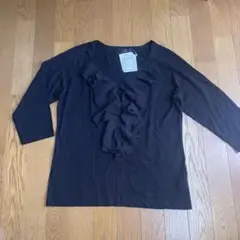 UNTITLED 黒 フリル付き七分袖ニットトップス