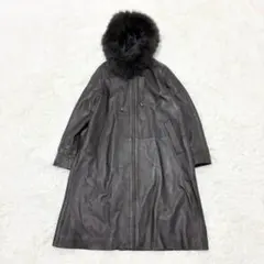定価9万☆美品☆Zelal ラムレザー フォックスファー フーディコート 9号