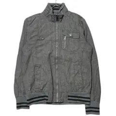 ピケンジーンズ フルジップジャケット ブルゾン 総柄 グレー ユーロ古着e20