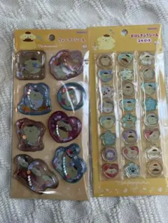 ポムポムプリン ウォーターシール おはじきふうシール 2点セット