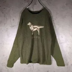 【人気アニマル】DOG DEPT ニット セーター 犬ロゴ カーキ 緑 オリーブ