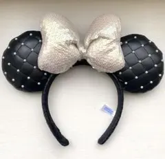 【即日発送】美品 ミニー カチューシャ ディズニー レザー パール リボン 白
