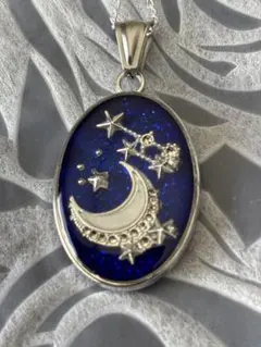 ハンドメイド レジン ネックレス 月 星モチーフ