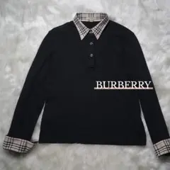 美品 バーバリーロンドン BURBERRY ポロシャツ ノバチェック 黒 1