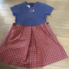 ファミリア　赤チェック　ワンピース　110