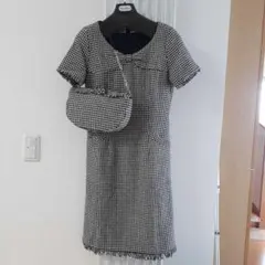 インゲボルグ ツイード系ワンピース&バックセット美品のサムネイル