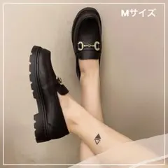 厚底 ビットローファー 黒 ブラック レディース 23.5〜24cm