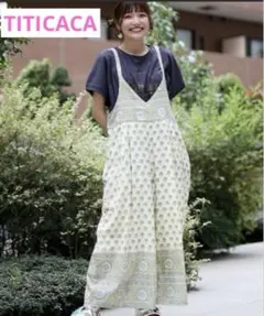 【現行品】チチカカ エコフレンドリー フロルブロックプリントサロペットパンツ