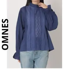OMNES コットンボイル フロントレース 袖ボリュームプルオーバー （ブルー）のサムネイル
