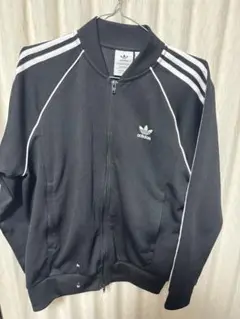 adidas ジップアップジャージ 黒 3本ライン
