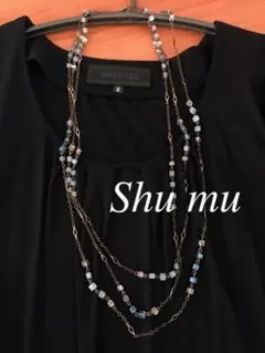 Shu mu ブルー系ロングビーズネックレス PLST