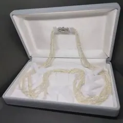 本真珠 パール 淡水パール 5連 ロングパールネックレス 未使用級