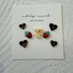 ネイルパーツ 3d バレンタイン　くま　ハート　いちご　チョコ　チョコレート