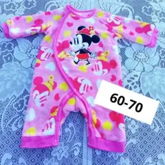 086 ミニー ピンク 60 70 上着 総柄 もこもこ アウター ロンパース