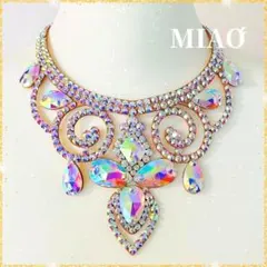 新品　ネックレス　オーロラ ベリーダンス 社交ダンス　結婚式　ラインストーンb