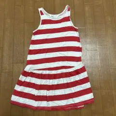 H&M 赤と白のストライプ ノースリーブワンピース 110/116