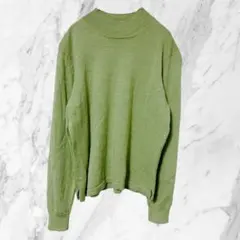 HABIT ニット セーター 長袖 グリーン シンプル 奇抜 おしゃれ