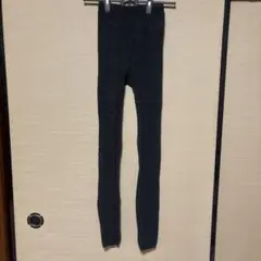 GUダークグレー リブ編みレギンス