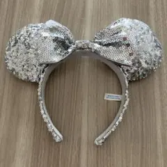 ディズニー　ミニーちゃんカチューシャ　シルバー　スパンコール