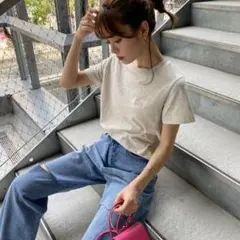 NICE CLAUP ワンポイントロゴ刺繍T