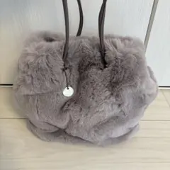 ファー素材 グレー ショルダーバッグ