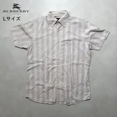 【美品】バーバリーロンドン 半袖BDシャツ ストライプ ホースロゴ 日本製 Lのサムネイル