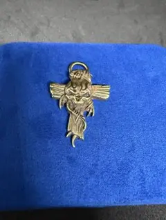 【真鍮ハンドメイド】スカル×クロスデザイン　ペンダントトップ