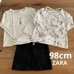 ZARA kids 長袖ロンT2枚と黒デニムスカートセット　98cm