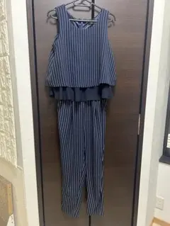 INGNI ストライプ柄オールインワン ネイビー