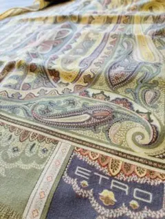 ETRO エトロ ストール ペイズリー ウール×シルク イタリア製 グレー系