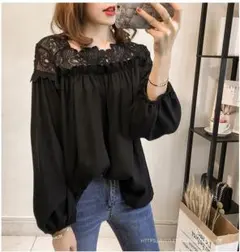 大きいサイズ　レディース　トップス　レース　長袖 秋冬