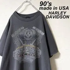 雰囲気◎ USA製 古着 90's ハーレー ツインカム エンジン Tシャツ