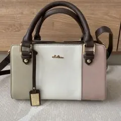がま口 ショルダーバッグ ハンドバッグ 美品 クレリア 革 バッグ