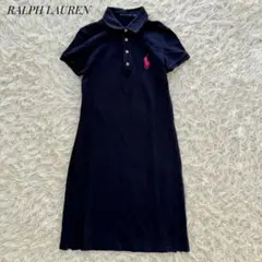 RALPH LAUREN ポロシャツワンピース 紺 ビックポニー刺繍 ネイビーS