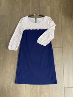 【一回のみ使用品】ボリュームレーススリーブ×ポンチAラインワンピース