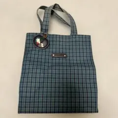 ファミリア　青系チェック　トートバッグ