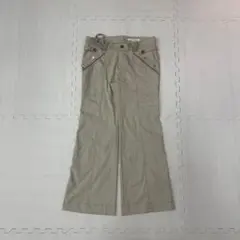 00s フレアパンツ スラックス センタープレス　フレア ベージュ　ワークパンツ