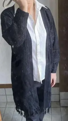 新品未使用、レディース、ロングカーディガン、サイズＭ〜Ｌ、紺色、トップス