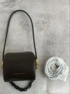 CHARLES & KEITH ダークブラウンショルダーバッグ