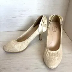 Sally Roux/サリールー　レース✖️サテン✖️バックリボン クリーム色　L