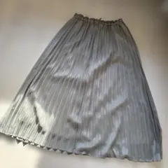 earth 薄いグリーン シフォンプリーツスカート Fサイズ ゴムウエスト