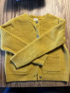 Petit Bateauマスタード カーディガン 編み込みデザイン