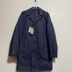 新品未使用品　コムサ×ウィンドディフェンダー　高級麻100%コート　紺　M