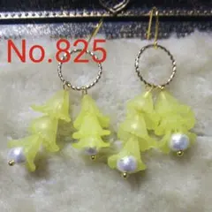 お花のピアス１ 黄色 フラワービーズ ハンドメイド コットンパール